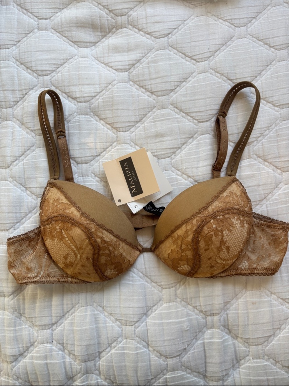 La Perla Lace Underwire Bra 36A Nude Tan NWT Luxury Lingerie Italy